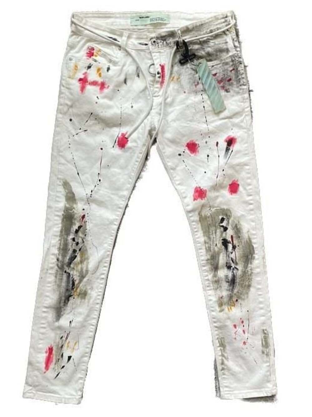 Off-White Paint Splatter Cropped 5-Pocket Denim Jeans